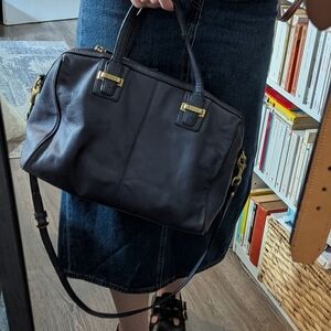 Coach Black Leather Briefcase Satchel with Gold Hardware
